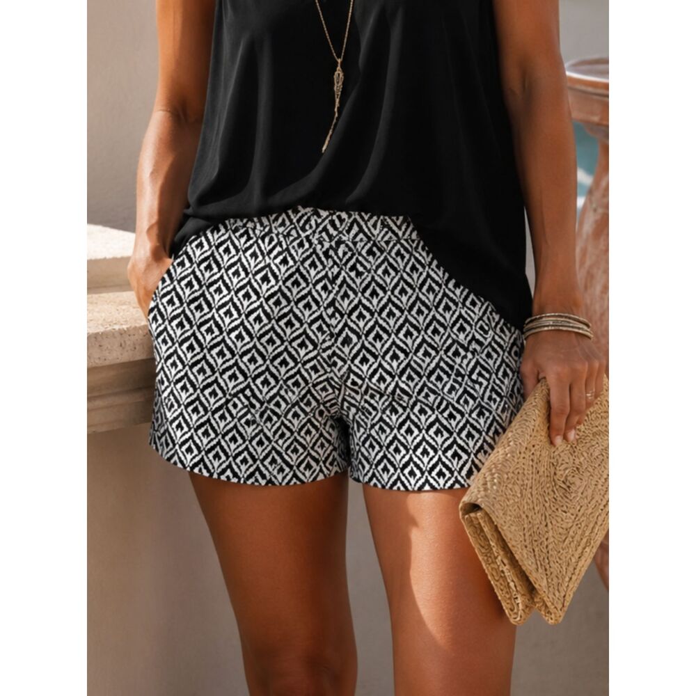Banana Republic Sz 6 Women's Black & White Print Mid Rise Midi Chino Shorts